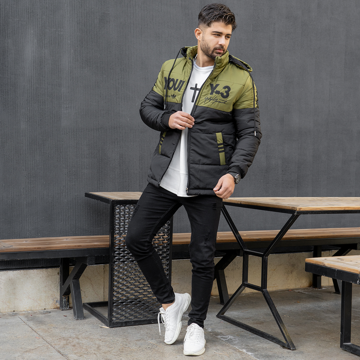 کاپشن مردانه Y-3سبز مدل YOUI