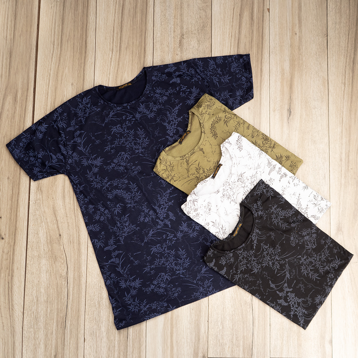 تیشرت مردانه طرح برگ مشکی مدل Jeasen