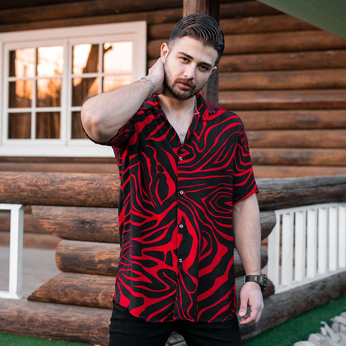 پیراهن هاوایی مردانه مدل Fabro