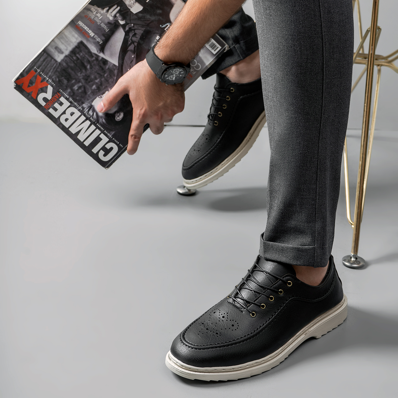 کفش تخت مشکی مردانه مدل G623