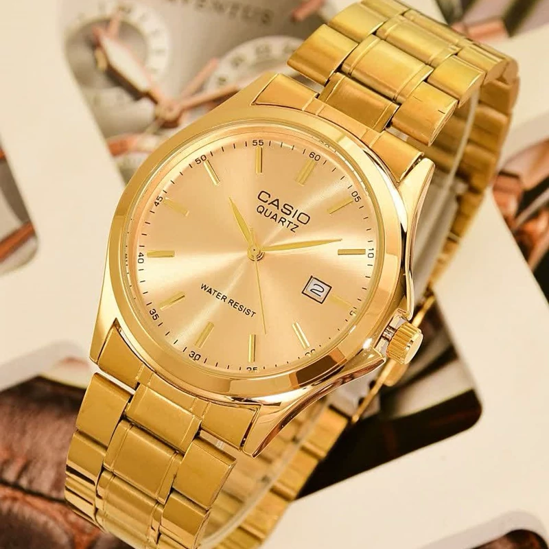 ساعت عقربه ای طلایی صفحه طلایی Casio مدل Edmon