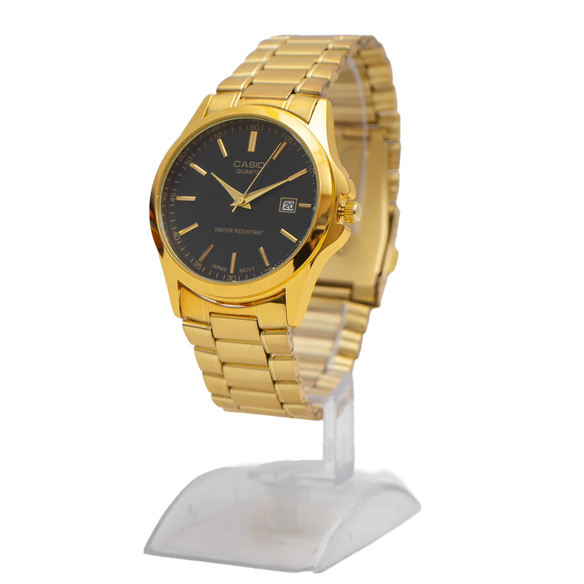 ساعت عقربه ای طلایی صفحه مشکی Casio مدل Edmon