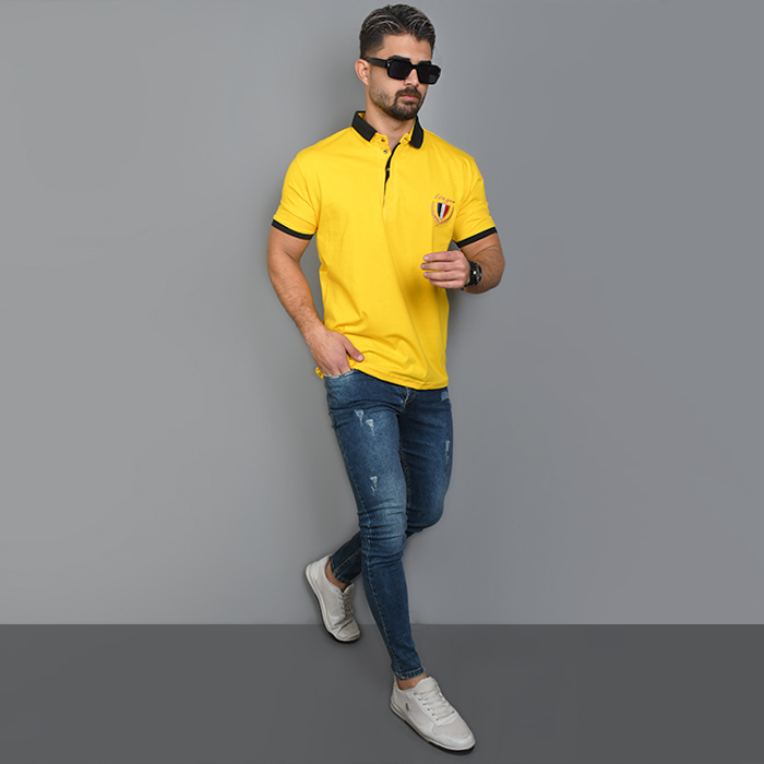 تیشرت مردانه زرد مدل RIBAN