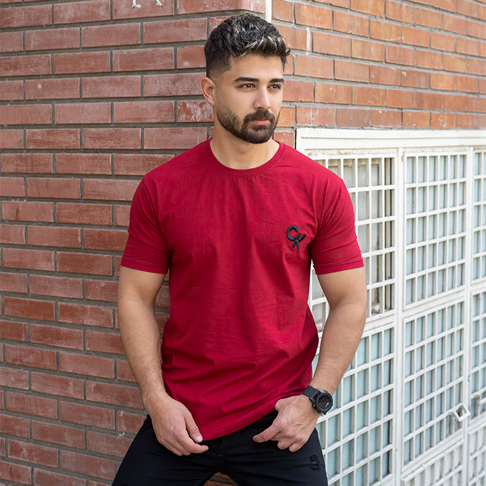 تیشرت مردانه زرشکی مدل Ck