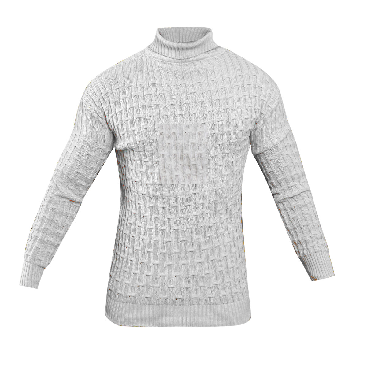 پلیوربافت مردانه سفید یقه اسکی مدل Arad