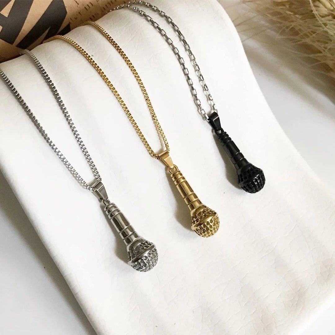 گردنبند میکروفون ( طلایی )