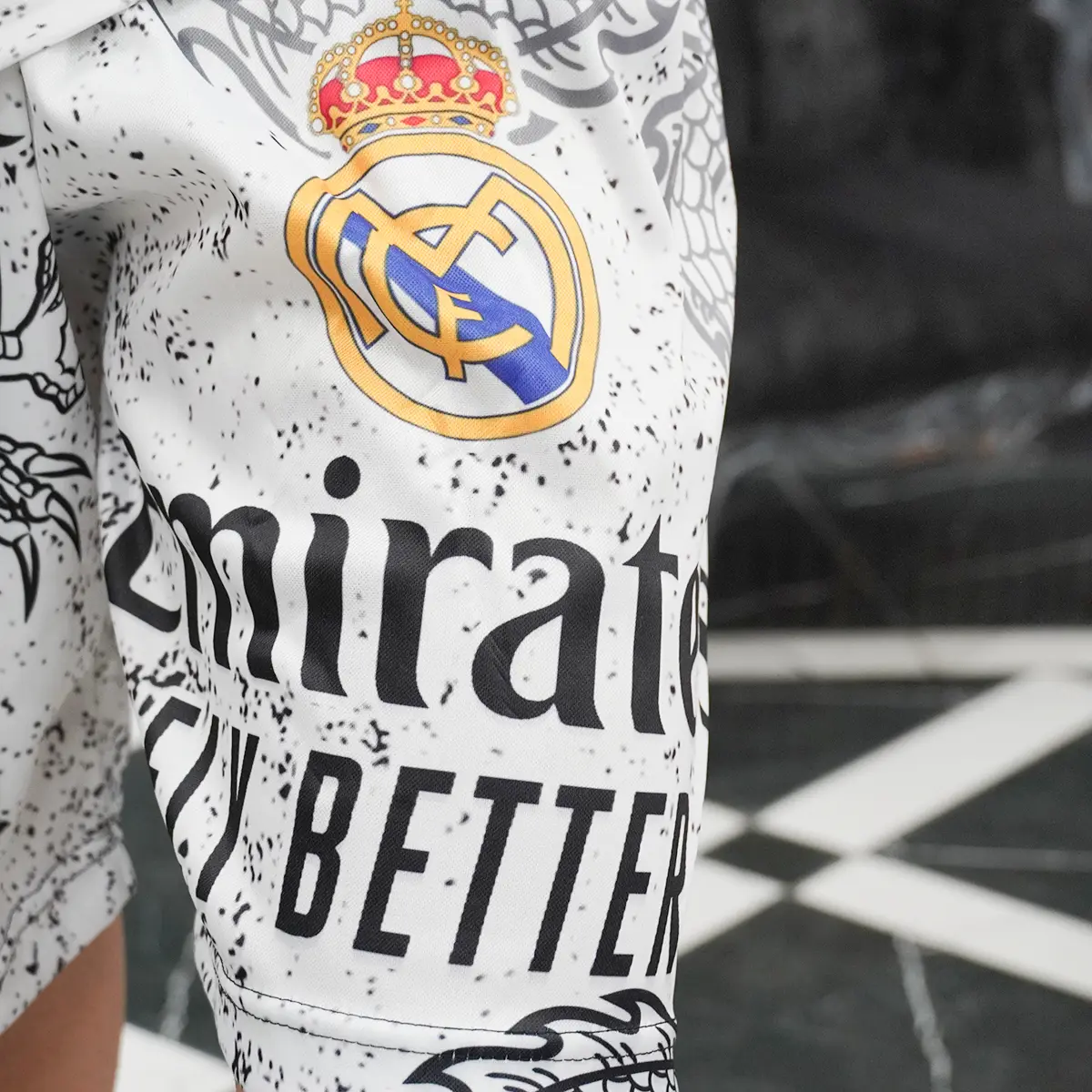 ست رکابی شلوارک مردانه سفید طرح اژدها