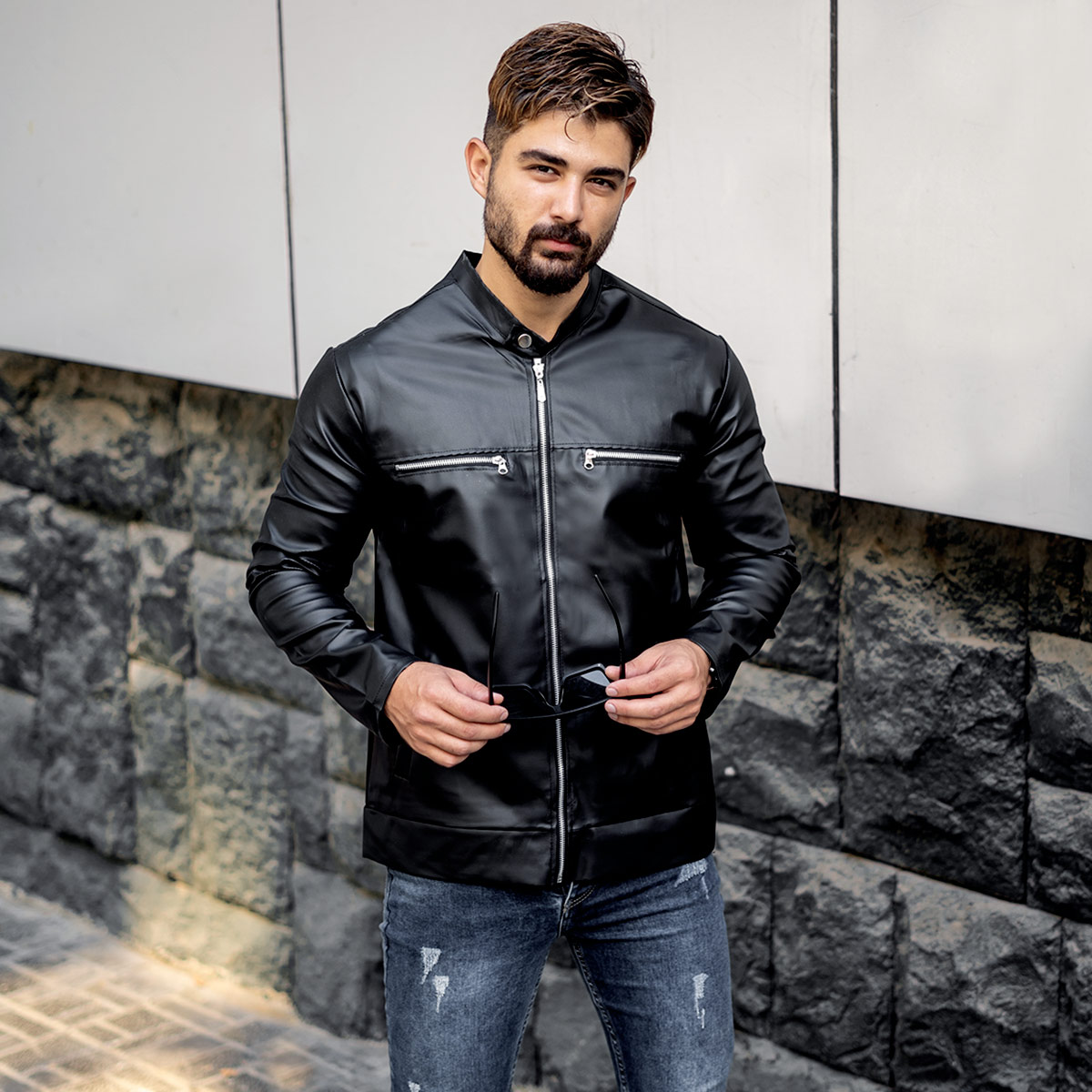 کاپشن مردانه چرم مدل KARTO