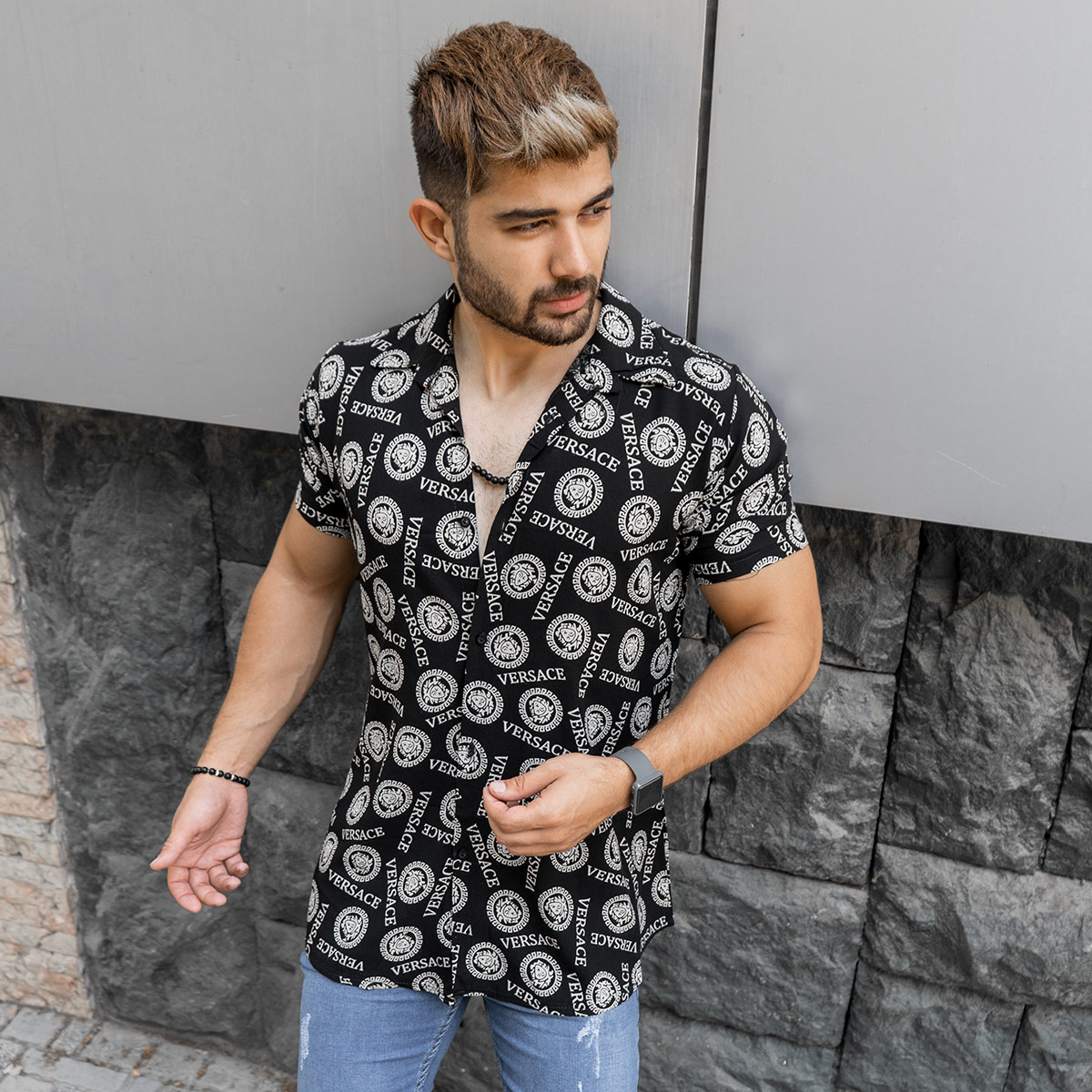 پیراهن هاوایی Versaceمردانه مدل Varon